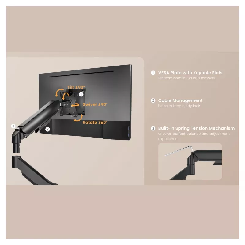 Equip Monitor Tischhalterung 17-32 inch Einzelarm Gasfeder 9 kg Schwarz