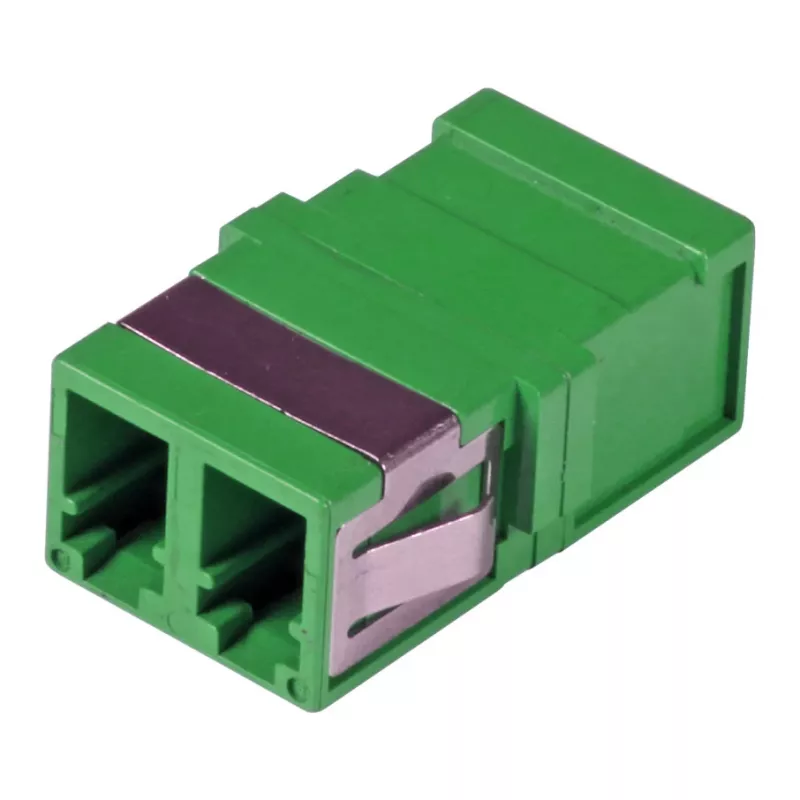 EFB-ELEKTRONIK LC Duplex OM5 Fiber Optic Coupler, One-Piece, Flangeless, Lime Green, Ceramic Sleeve