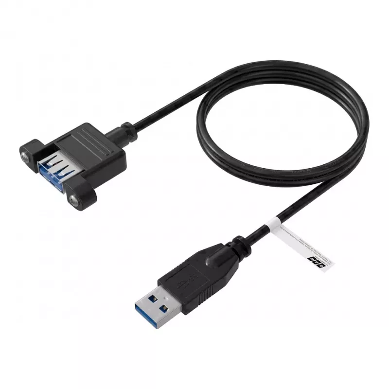 EFB USB 3.0 Verlängerungskabel A-A Stecker auf Panel-Einbaubuchse, 0,5 m, Schwarz