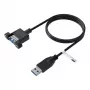 EFB USB 3.0 Verlängerungskabel A-A Stecker auf Panel-Einbaubuchse, 0,5 m, Schwarz