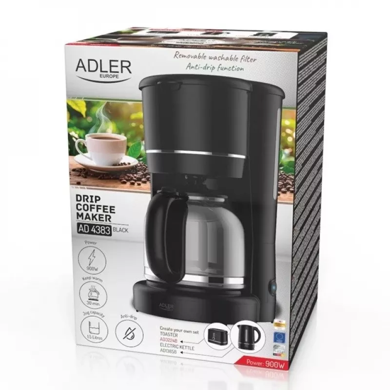 Adler AD 4383 Kaffeemaschine 1,5 L, schwarz