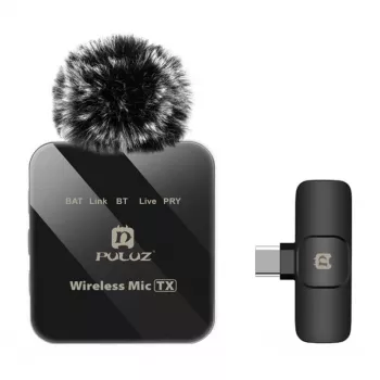 PULUZ PU648B Wireless Mikrofon (USB-C) - Professionelles Lavalier-Mikrofon mit ENC Rauschunterdrückung, 10m Reichweite, 12h Akku