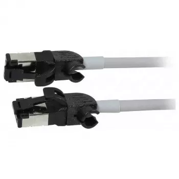 Synergy21 Patchkabel RJ45, CAT6A 500MHz, 1,0m, Grau, S/FTP, Slimline Rund d=4,5mm, TPE/LSZH (Superflex), AWG28, mit CAT7-Rohstecker, drehbarer Stecker