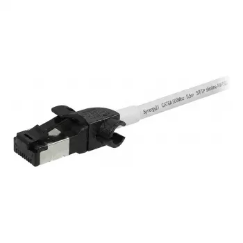 Synergy21 Patchkabel RJ45, CAT6A 500MHz, 0,5m, Weiß, S/FTP, Slimline Rund d=4,5mm, TPE/LSZH (Superflex), AWG28, mit CAT7-Rohstecker, drehbarer Stecker