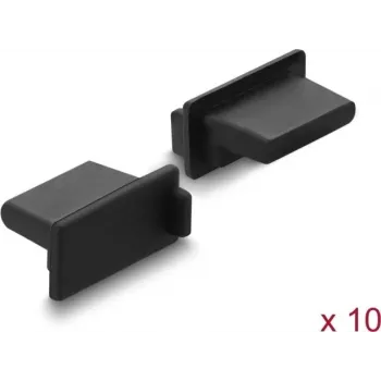 Delock Staubschutz für USB Typ-A Buchse, 10 Stück, Silikon, Schwarz (87490)