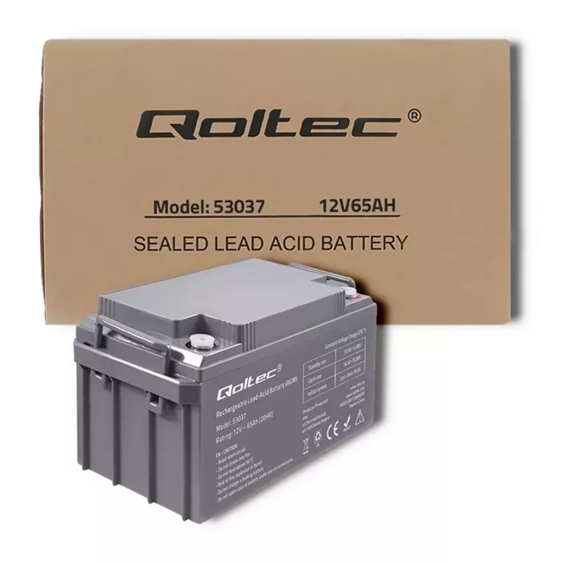 Qoltec 53037 AGM-Batterie 12V 65Ah max 780A