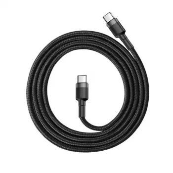 Baseus Cafule USB-C auf USB-C Kabel PD 2.0 QC 3.0 60W 1m (Schwarz/Grau)