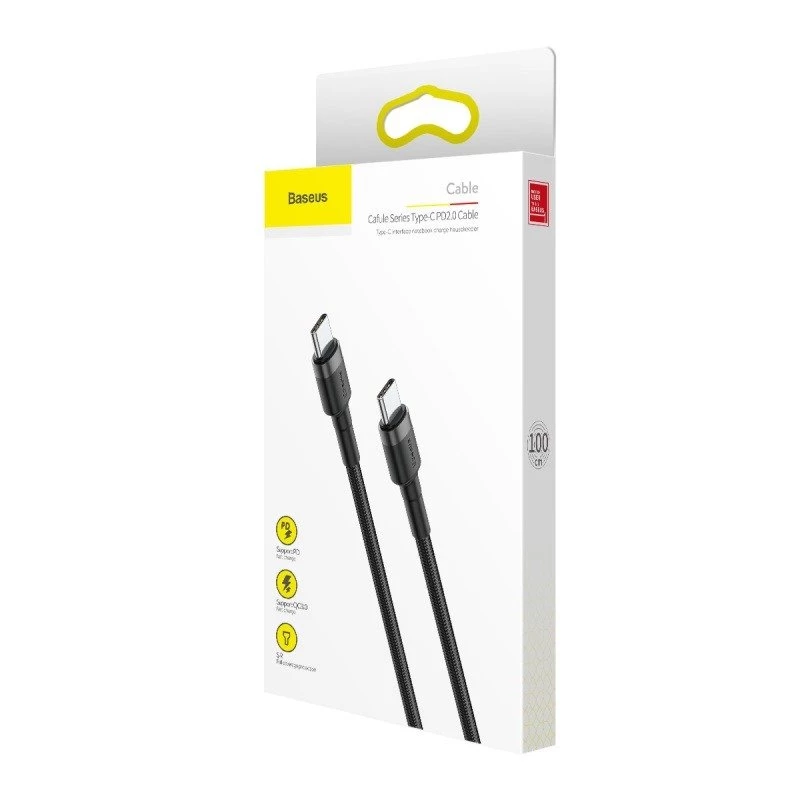 Baseus Cafule USB-C auf USB-C Kabel PD 2.0 QC 3.0 60W 1m (Schwarz/Grau)