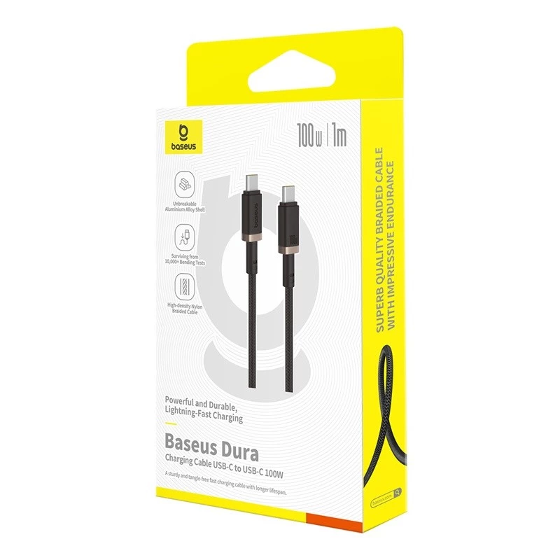 Baseus Dura Type C to Type C 100 W Fast Charging Cable 1 m Black, Gold