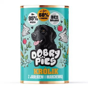 DOBRY PIES Rabbit with Apple and Carrot Nassfutter für Hunde 400g