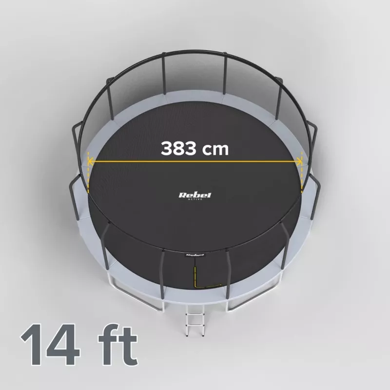 REBEL Active Trampoline PRO 14ft/427 cm mit Sicherheitsnetz und Leiter