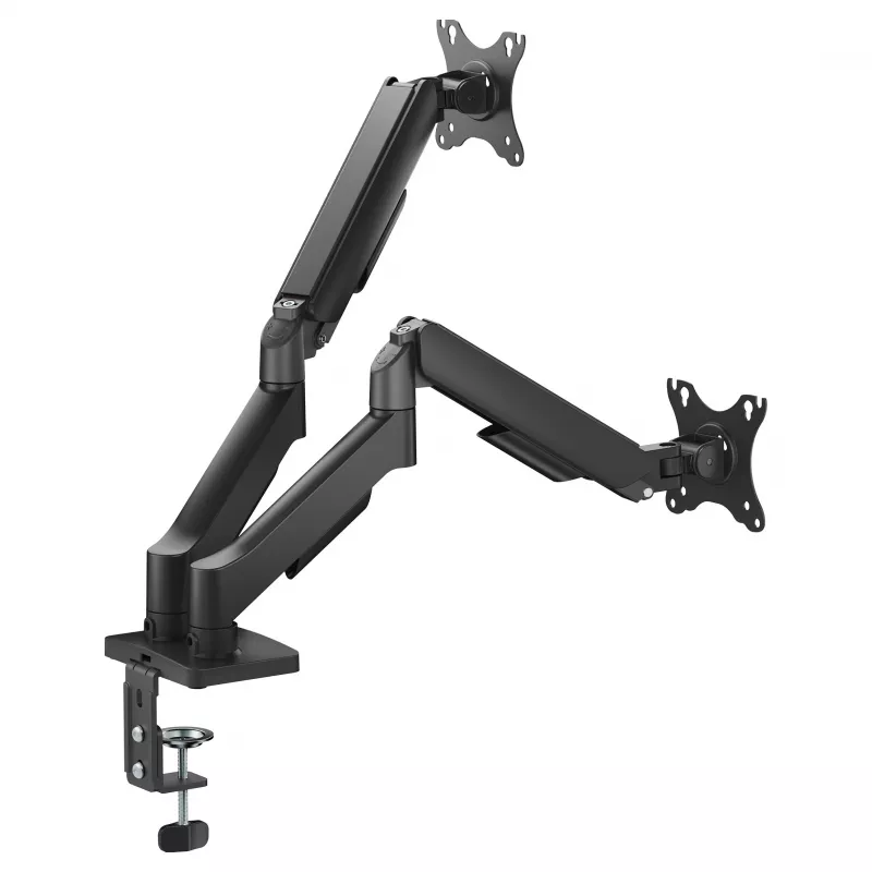 Equip Dual Monitor Desk Mount für 17-32 inch Bildschirme, 360° Drehung, Gasfeder, 9 kg Tragfähigkeit, Schwarz