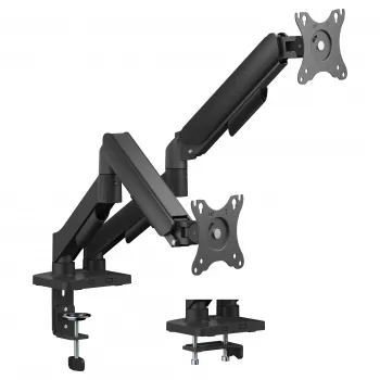 Equip Dual Monitor Desk Mount für 17-32 inch Bildschirme, 360° Drehung, Gasfeder, 9 kg Tragfähigkeit, Schwarz