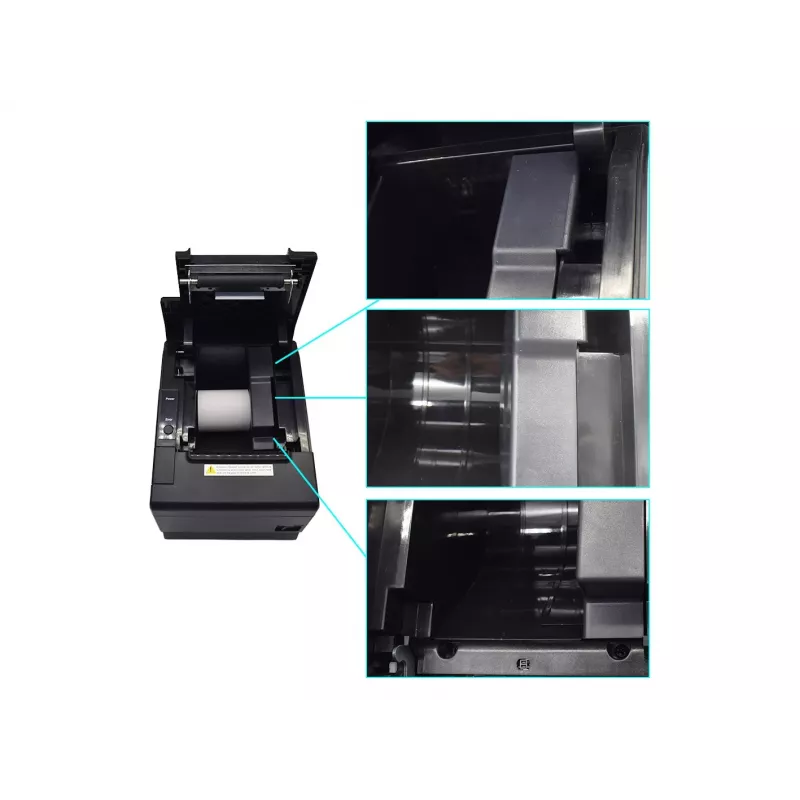 Equip 58/80mm Thermodrucker für POS-Quittungen mit automatischem Schneidwerk, USB/Bluetooth/WiFi/Kassenladenanschluss, Schwarz
