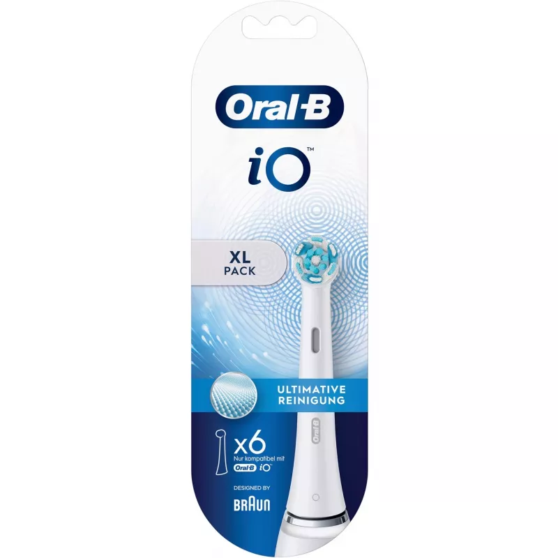 Oral-B iO Ultimate Clean Bürstenköpfe Weiß, 6 Stk. Ersatz-Zahnbürstenköpfe