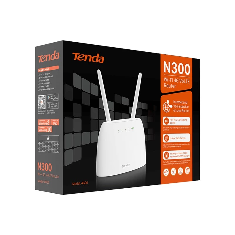 Tenda N300 Wireless Router Fast Ethernet Single-Band (2,4 GHz) 4G Weiß