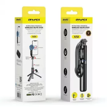 AWEI X51 Magnetischer Selfie-Stick-Stativ Schwarz