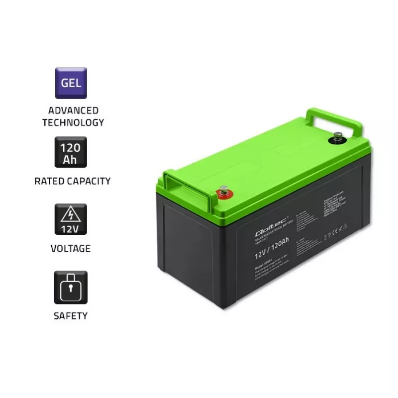 Qoltec 53081 Gel-Batterie 12V 120Ah GEL 34,8kg