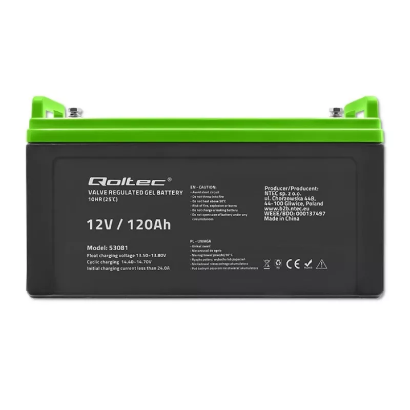 Qoltec 53081 Gel-Batterie 12V 120Ah GEL 34,8kg