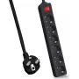 Helos Power Strip CLASSIC, 6-fach, Schwarz, 5,0 m, mit Schalter