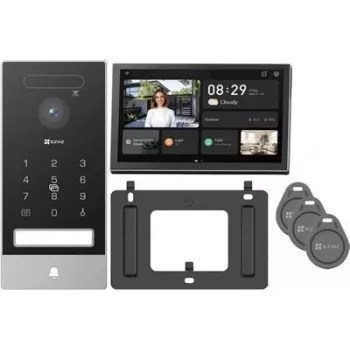 EZVIZ HP7 Pro 4K IP Video-Türsprechanlagen-Kit mit 7-Zoll-Touchscreen-Monitor, Wi-Fi 6, Handflächenscanner, Gesichtserkennung, RFID, IP65-Türstation