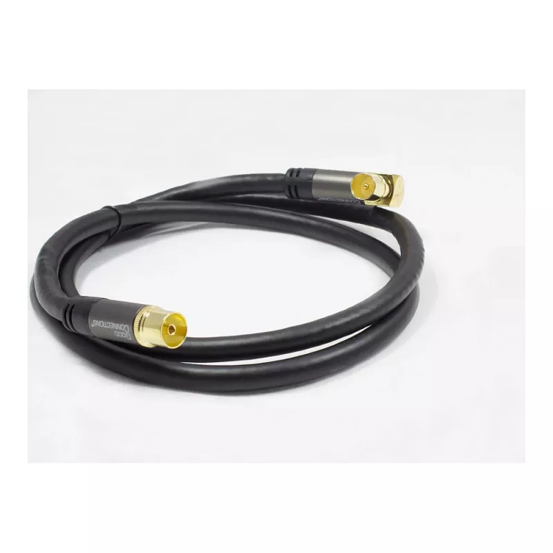 Good Connections SmartFLEX SAT Antennenkabel, IEC/Coax Winkelstecker auf Buchse, vergoldet, vierfach geschirmt, 120 dB, Schwarz, 1,5 m (GC-M2072)