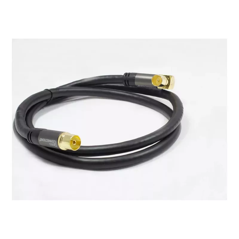 Good Connections SAT-Antennenkabel SmartFLEX, IEC/Coax Stecker gewinkelt auf Buchse, vergoldet, vierfach geschirmt, 120 dB, Schwarz, 2 m