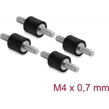 Delock Vibrationsdämpfer M4 x 0,7 mm D 10 x H 10 mm mit 2 x Außengewinde 4 Stück Schwarz (60798)