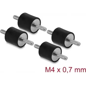 Delock Vibrationsdämpfer M4 x 0,7 mm D 15 x H 15 mm mit 2 x Außengewinde 4 Stück Schwarz (60799)