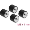Delock Vibrationsdämpfer M6 x 1 mm D 25 x H 20 mm mit 2 x Außengewinde 4 Stück Schwarz (60815)