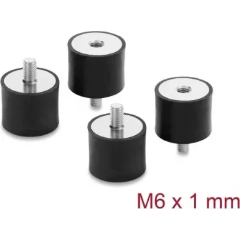 Delock Vibrationsdämpfer M6 x 1 mm D 25 x H 20 mm mit Innen- und Außengewinde 4 Stück Schwarz