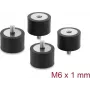 Delock Vibrationsdämpfer M6 x 1 mm D 30 x H 20 mm mit Außen- und Innengewinde 4 Stück Schwarz (60821)