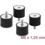 Delock Vibrationsdämpfer M8 x 1,25 mm D 40 x H 30 mm mit Außen- und Innengewinde 4 Stück Schwarz (60822)