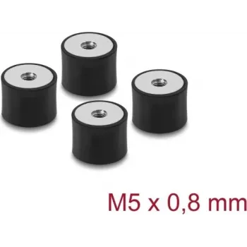 Delock Vibrationsdämpfer M5 x 0,8 mm D 20 x H 15 mm mit 2 x Innengewinde 4 Stück Schwarz