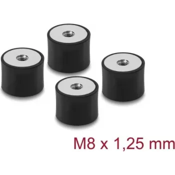 Delock Vibrationsdämpfer M8 x 1,25 mm D 30 x H 20 mm mit 2x Innengewinde 4 Stück Schwarz (60827)