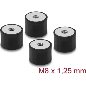 Delock Vibrationsdämpfer M8 x 1,25 mm D 40 x H 30 mm mit 2 x Innengewinde 4 Stück Schwarz