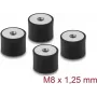 Delock Vibrationsdämpfer M8 x 1,25 mm D 40 x H 30 mm mit 2 x Innengewinde 4 Stück Schwarz