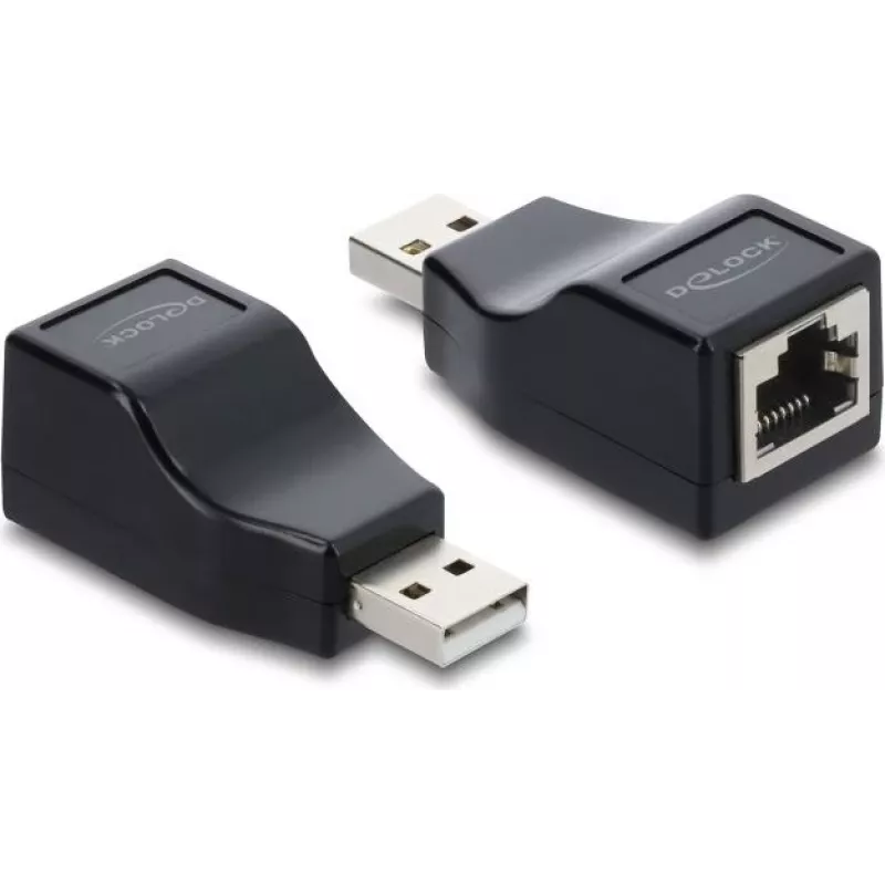 Delock USB 2.0 Typ-A Stecker auf RS-232 RJ45 Buchse Seriell Adapter, Schwarz (63290)