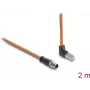 Delock M12 X-codiert 8-polig Stecker gerade auf RJ45 Stecker nach oben abgewinkelt S/FTP geschirmt Cat.6A Patchkabel 2 m Orange