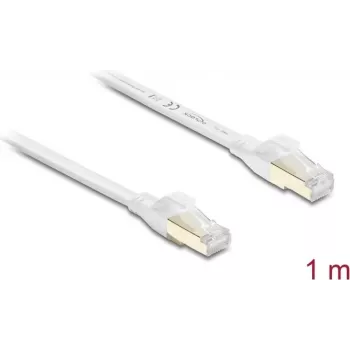 Delock RJ45 Flach-Patchkabel Cat.8.1 U/FTP 40 Gbps 1 m Weiß (81025)