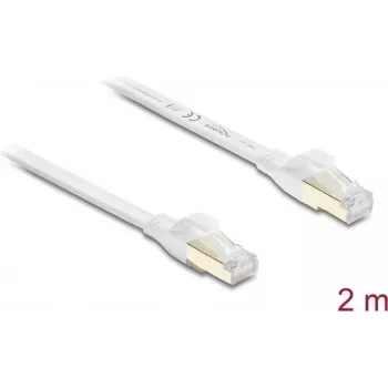 Delock RJ45 Flach-Patchkabel Cat.8.1 U/FTP bis 40 Gbps 2 m Weiß (81026)