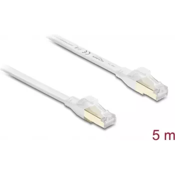 Delock RJ45 Flach-Patchkabel Cat.8.1 U/FTP bis 40 Gbps 5 m Weiß (81028)