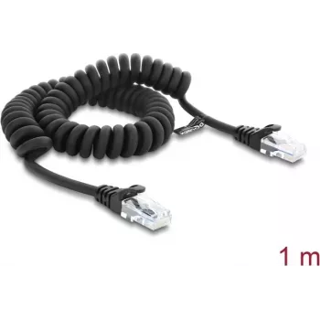 Delock RJ50 Spiralkabel Stecker-Stecker 1 m Schwarz (88161)