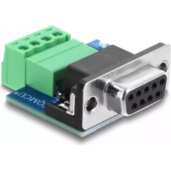 Delock D-Sub 9-polig Buchse auf 4-polige Klemmleiste Adapter mit DIP-Schalter und 120 Ohm Abschlusswiderstand für CAN / LIN (91294)