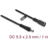 Delock DC-Verlängerungskabel 5,5 x 2,5 mm Stecker auf Buchse mit Bajonettverschluss 18 AWG, 1 m Schwarz (67392)