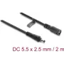 Delock DC-Verlängerungskabel 5,5 x 2,5 mm Stecker auf Buchse mit Bajonettverriegelung 18 AWG, 2 m Schwarz (67393)