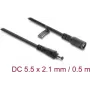Delock DC-Verlängerungskabel 5,5 x 2,1 mm Stecker auf Buchse mit Bajonettverschluss 18 AWG, 0,5 m Schwarz (67388)