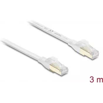 Delock RJ45 Flach-Patchkabel Cat.8.1 U/FTP bis zu 40 Gbit/s 3 m Weiß (81027)