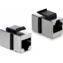 Delock Keystone Modul Kupplung RJ45 Buchse zu RJ45 Buchse Cat.6 geschirmt Metall Silber / Schwarz (90837)