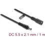 Delock DC-Verlängerungskabel 5,5 x 2,1 mm Stecker auf Buchse mit Bajonettverschluss 18 AWG, 1 m Schwarz (67389)